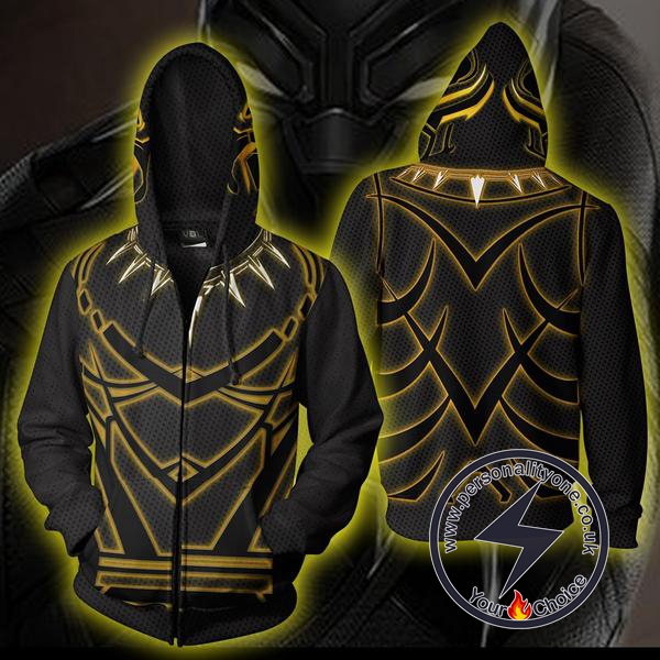 Black Panther Costume Zip Up Hoodie Jacket